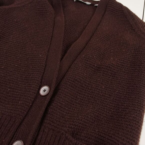 Vince Vee Brown Red Wool Cashmere Blend Cardigan Womens Sz XS Damage - Picture 9 of 11